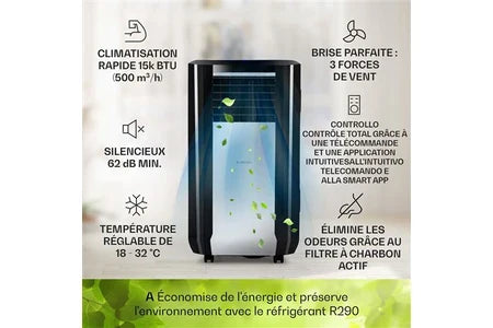 Climatiseur mobile KLARSTEIN Climatiseur mobile Max Breeze Smart mobile15000 BTU/h (4,4 kW) CEE A