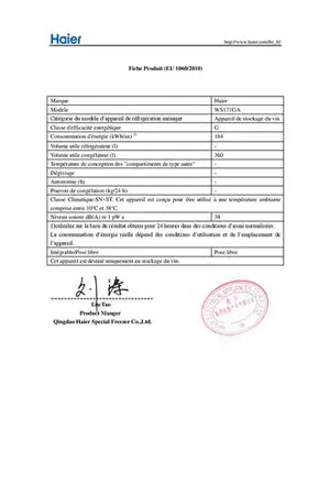 Cave de vieillissement Haier WS171GA