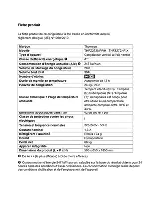 Congélateur armoire Thomson THFZ272NFWH