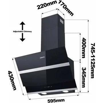 Hotte décorative murale inclinée CIARRA 736NBK60