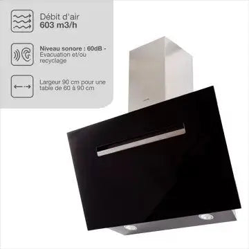 Hotte décorative murale inclinée ESSENTIELB	 EHDD 914n
