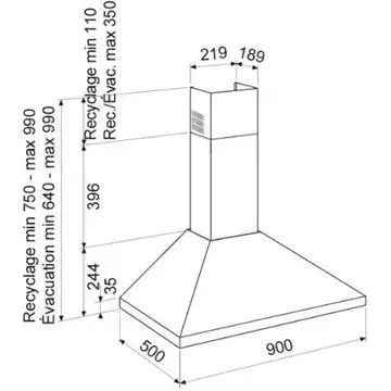 Hotte décorative murale AIRLUX AHP975BK