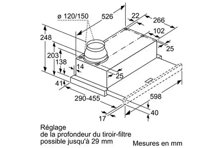 Hotte tiroir Siemens LI64MA531