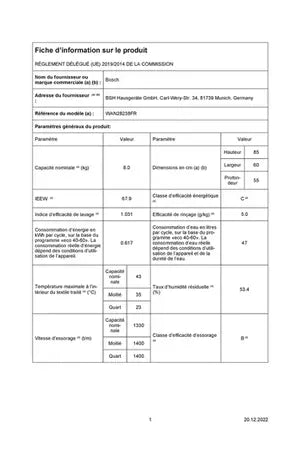 Lave-linge hublot Bosch WAN28238FR