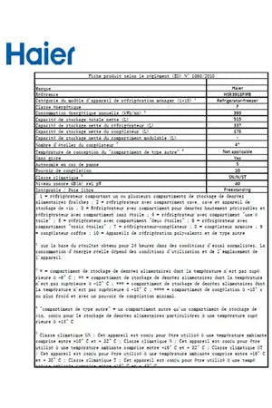 Refrigerateur americain Haier HSR3918FIPB Noir