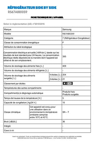 Refrigerateur americain Samsung RS67A8810S9