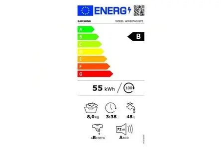 Lave-linge hublot Samsung 60cm 8kg 1200tours/min WW80TA026TE